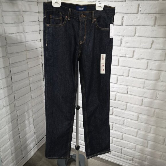 NWT Old Navy Girls Size 14 Regular Dark Wash Straight Fit Jeans - Picture 1 of 14